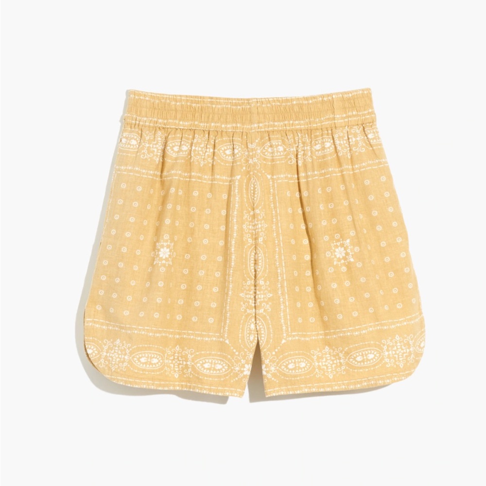 Linen-Blend Long Pull-On Shorts in Vintage Bandana